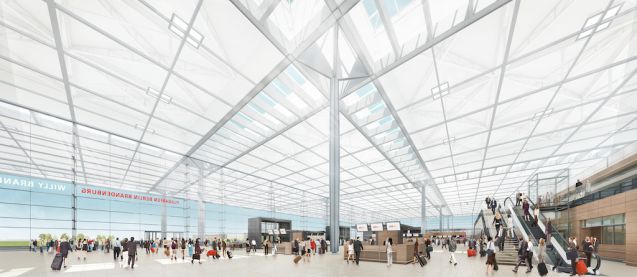 Die Passagiertrauben am BER bleiben weiterhin Zukunftsmusik. Grafik: Björn Rolle/ Flughafen Berlin Brandenburg