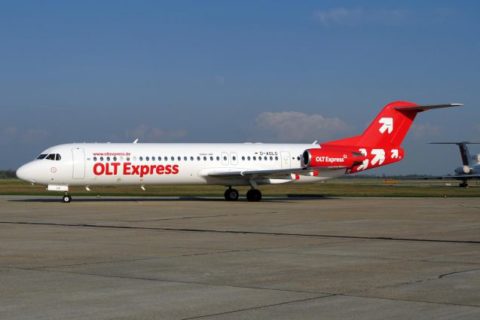 Wird bald zum gewohnten Bild am FMO gehören: die Fokker 100 der OLT Express. Foto: OLT