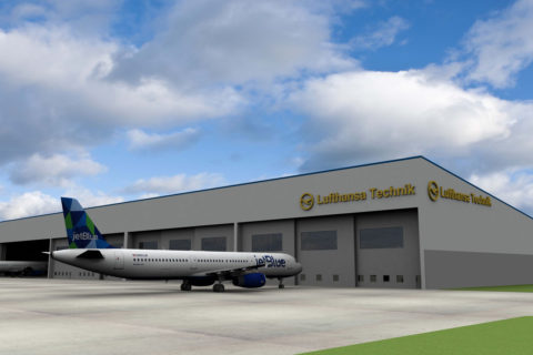 Computerdarstellung des Hangars von Lufthansa Technik Puerto Rico.