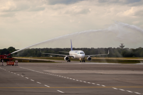 Air Astana fliegt sonntags nonstop mit einem Airbus 320 nach Kasachstan. Bild: Hannover Airport