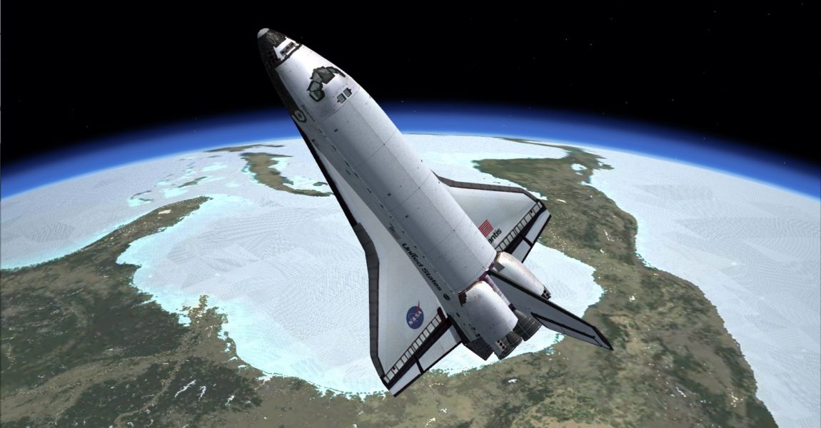 Die Cockpitansicht des Space Shuttles Atlantis. Foto: Boger, FSX