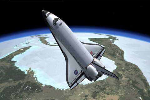 Die Cockpitansicht des Space Shuttles Atlantis. Foto: Boger, FSX