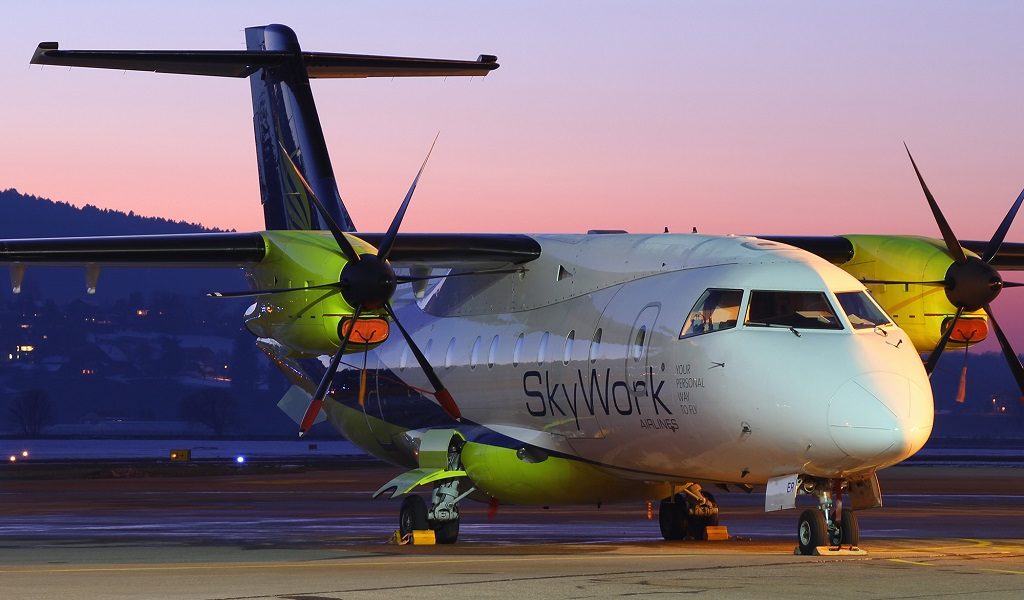 Eine Dornier 328-100 von SkyWork. Bild: SkyWork