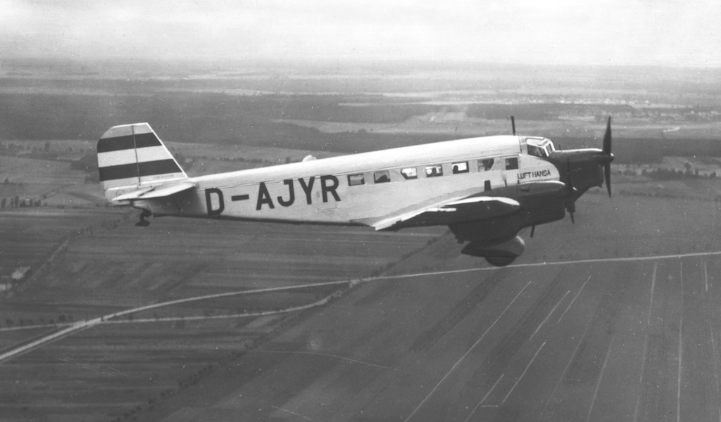Lufthansa Junkers Ju 52 im Flug. Bild: Deutsche Lufthansa AG / 1934 DLHD3030-14-20