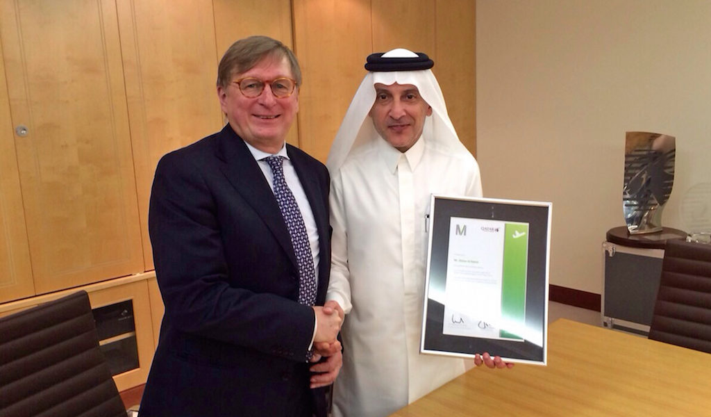 Akbar Al-Baker, Group CEO Qatar Airways, der auch Chef des neuen Flughafens in Doha ist und Dr. Michael Kerkloh, Vorsitzender der Geschäftsführung der Flughafen München GmbH (FMG). Bild: Flughafen München