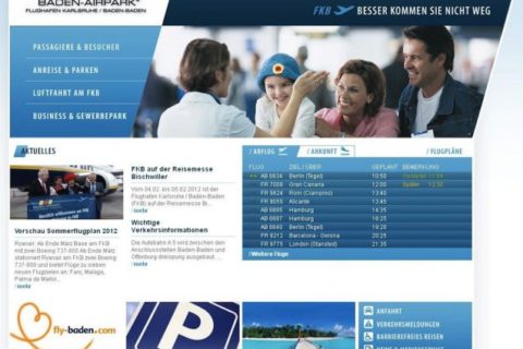Die neue Website des Flughafen Karlsruhe / Baden-Baden (FKB); Foto: Baden-Airpark GmbH