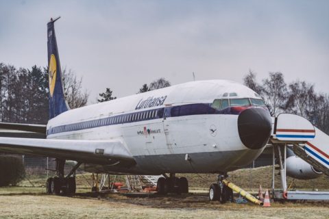 Die B707-430 - Traditionsmaschine von Hamburg Airport an ihrem heutigen Standort im nördlichen Bereich des Flughafengeländes nahe der Betriebsfeuerwehr. Foto: Oliver Sorg