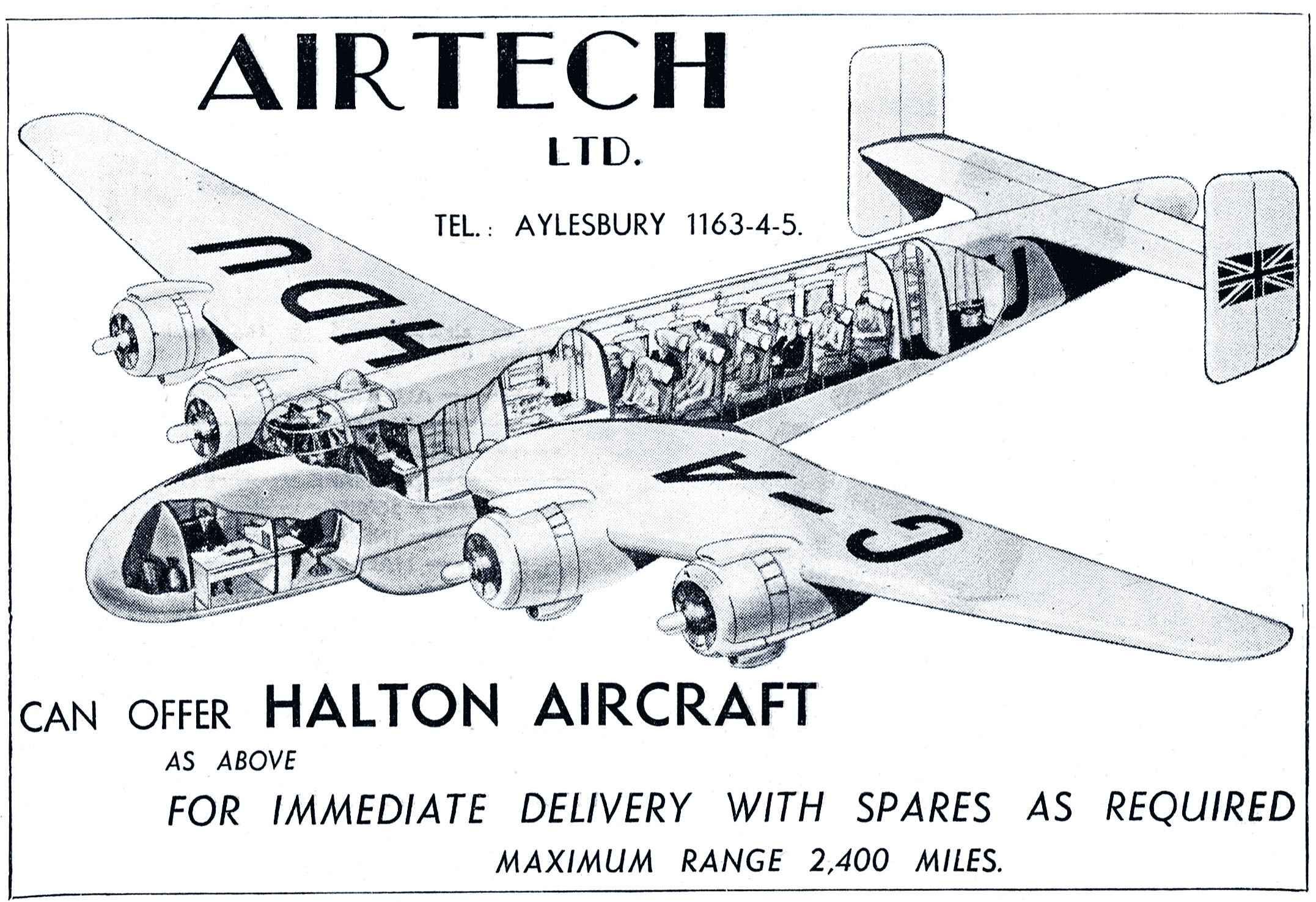 Die britische Airtech vermarktete die ab Mai 1948 von BOAC ausgemusterten Halton 1 – unter anderem an World Air Carriers. Bild: Sammlung Wolfgang Borgmann, British Airways Heritage Collection, Eidgenössisches Luftamt Büro für Unfalluntersuchungen 