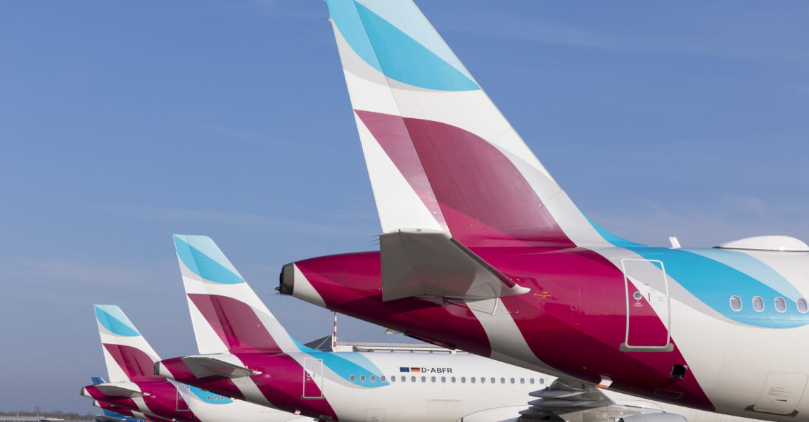 Die Eurowings-Flotte in Düsseldorf ist weiterhin am stärksten ausgebaut.