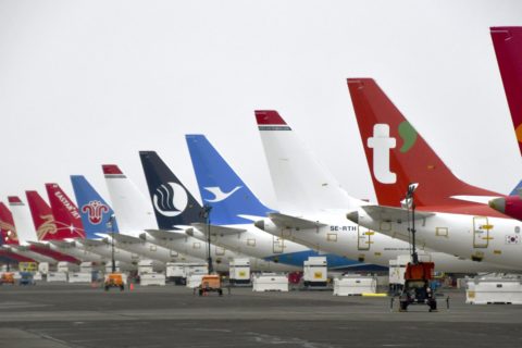 Computerpanne in den USA sorgt dafür, dass die Flugzeuge auf dem Boden bleiben müssen. Foto: -/kyodo/dpa +++ dpa-Bildfunk +++