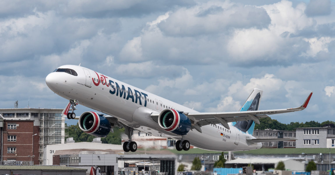 Jetsmart setzt A321neo mit Pratt & Whitney GTF-Triebwerken unter Baubeteiligung von MTU Aero Engines ein.