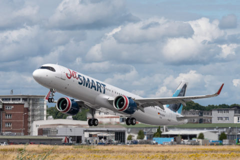 Jetsmart setzt A321neo mit Pratt & Whitney GTF-Triebwerken unter Baubeteiligung von MTU Aero Engines ein.