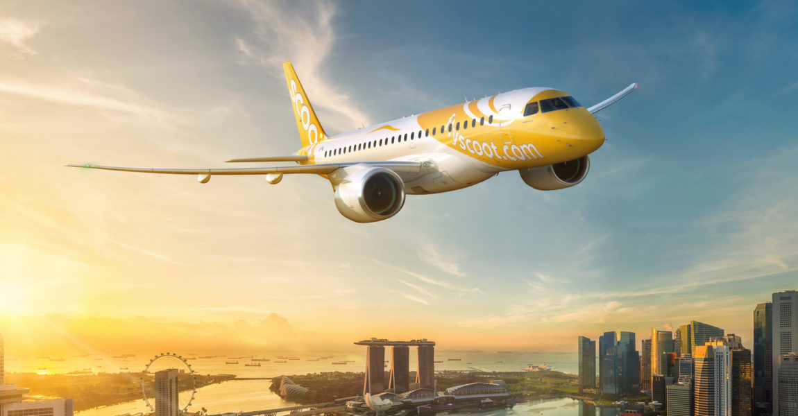 Als erste Fluggesellschaft Asiens hat sich Scoot jetzt zur Embraer 190-E2 bekannt. 2024 soll der erste E-Jet in Singapur eintreffen. 