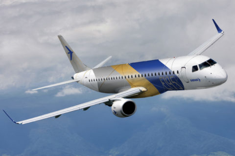 Eine Embraer 195: Bei diesem Flugzeug gibt es keine Mittelsitze, nur Fenster- oder Gangsitze.