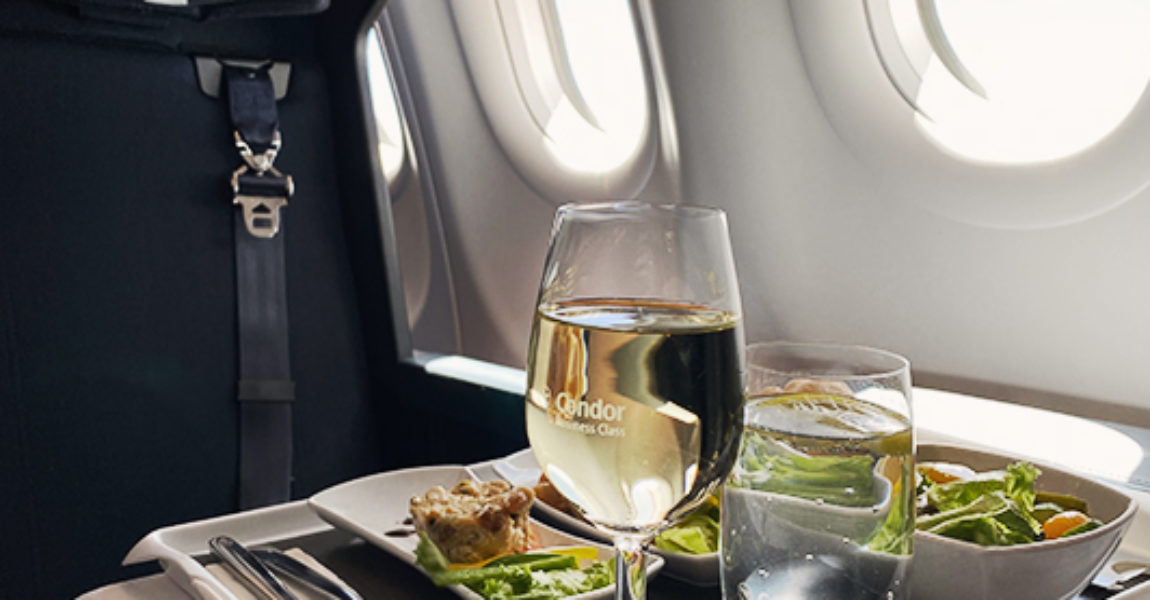 Das Gourmet Menü der Business Class lässt keine Wünsche offen.