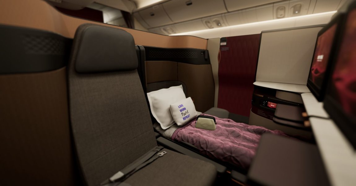 Viel Komfort in der Kabine bei Qatar Airways.