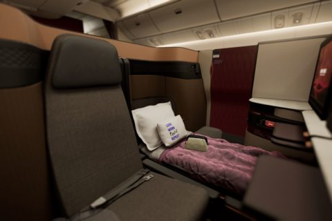 Viel Komfort in der Kabine bei Qatar Airways.