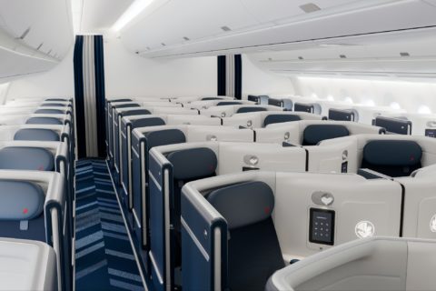 Insgesamt werden die A350 von Air France mit 48 Business-Class-Sitzen bestuhlt.