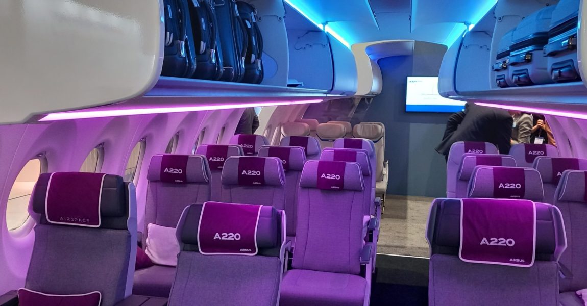 Das Airspace-Kabinendesign mit großen Bins soll ab 2025 auch bei der A220 verfügbar sein.