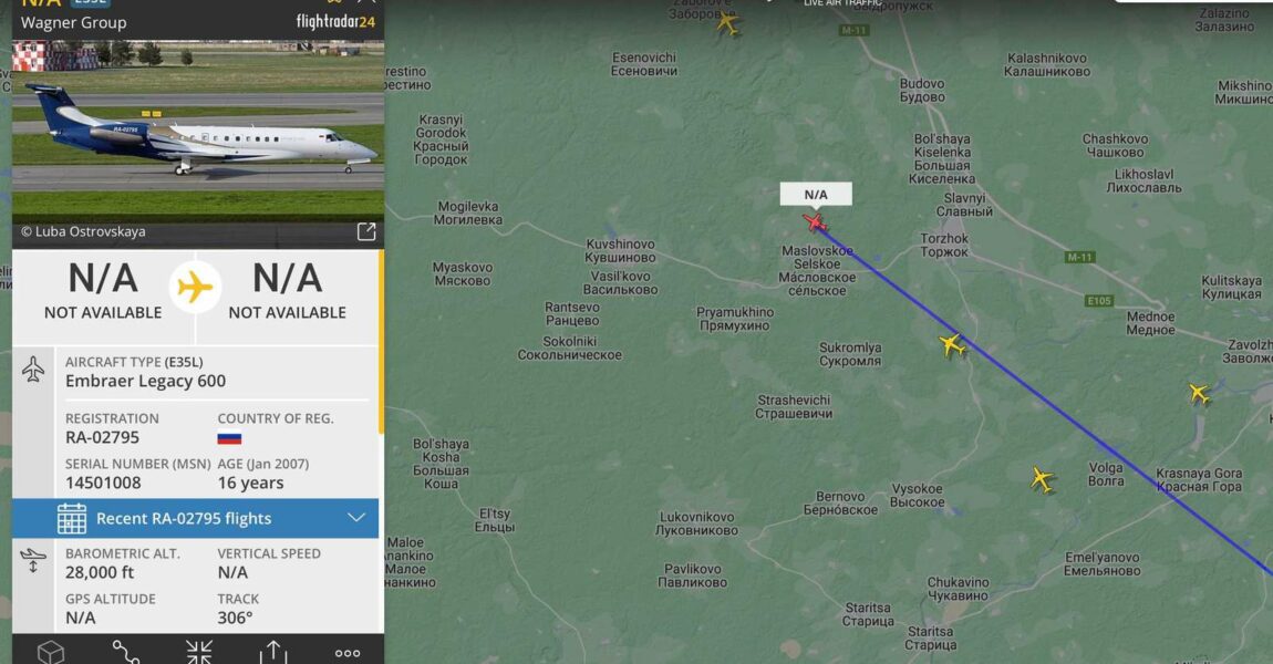 Die Embraer Legacy 600 kurz vor dem Absturz.
