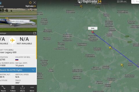 Die Embraer Legacy 600 kurz vor dem Absturz.