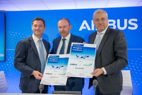 Avolon hat eine Bestellung mit Airbus abgeschlossen.