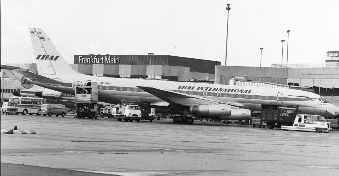 Am 6. November 1973 landete die Thai International Airways erstmals mit einer DC-8 auf dem Frankfurter Flughafen.