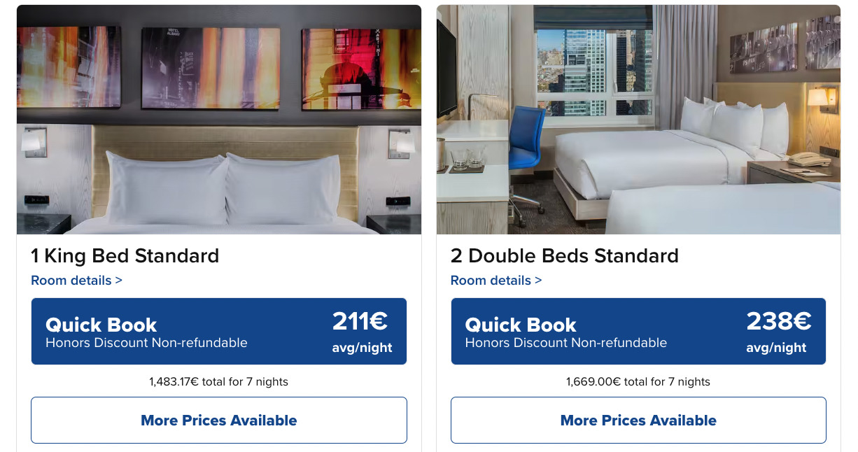 Das gleiche Hotel kostet im direkten Vergleich schon 1483 Euro. Bild: Screenshot British Airways