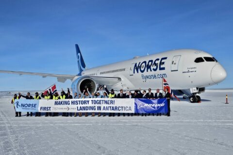 Norse Atlantic Airways landete am 15. November 2023  erstmals mit einem Dreamliner in der Antarktis.