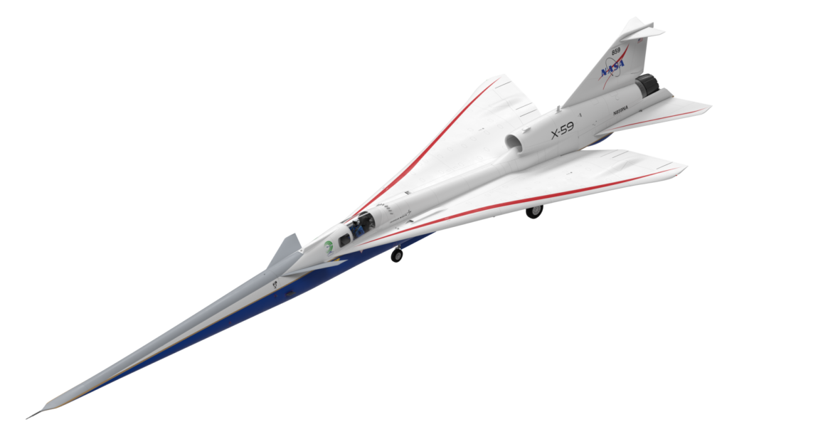 Das leise Überschallflugzeug X-59 der NASA macht weiterhin Fortschritte und ist kürzlich in die Lackiererei der Lockheed Martin Skunk Works in Palmdale, Kalifornien, umgezogen.