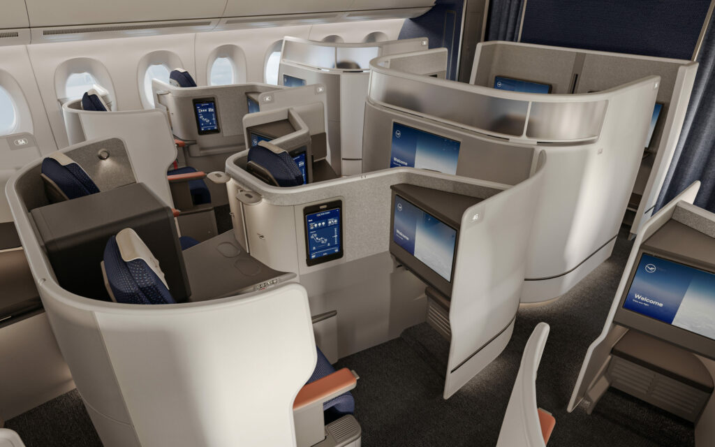 So sieht die neue Allegris Business Class-Kabine von Lufthansa aus.