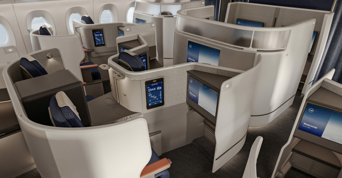 So sieht die neue Allegris-Business-Class-Kabine von Lufthansa aus.