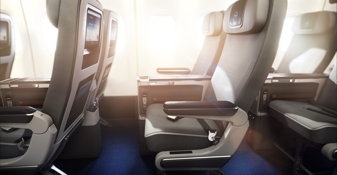 Lufthansa bietet In der Premium Economy Class der Boeing 747-8 insgesamt 32 Plätze an.