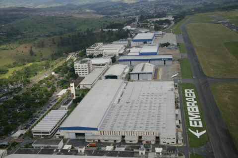 Der Hauptsitz von Embraer in São José dos Campos im Bundesstaat São Paulo.