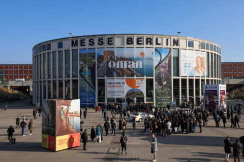 Ein Bild von der ITB 2024: Der Süd-Eingang der Messe.