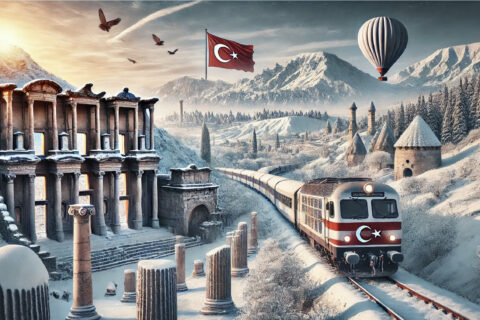 Der Doğu Express fährt durch verschneite Berge und zeigt gemeinsam mit Kappadokien und den Ruinen von Ephesus die Vielfalt der Türkei im Winter.