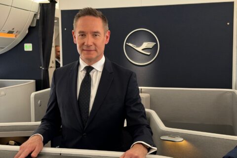 Jens Ritter, CEO der Lufthansa Airlines, präsentierte in München mit Stolz das Allegris-Produkt.