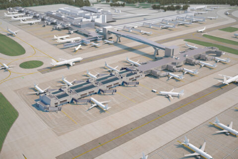 Der Flughafen London-Gatwick hat vor wenigen Tagen damit begonnen, den Pier 6 (im Vordergrund unten links) um acht weitere Abfertigungspositionen zu erweitern. 