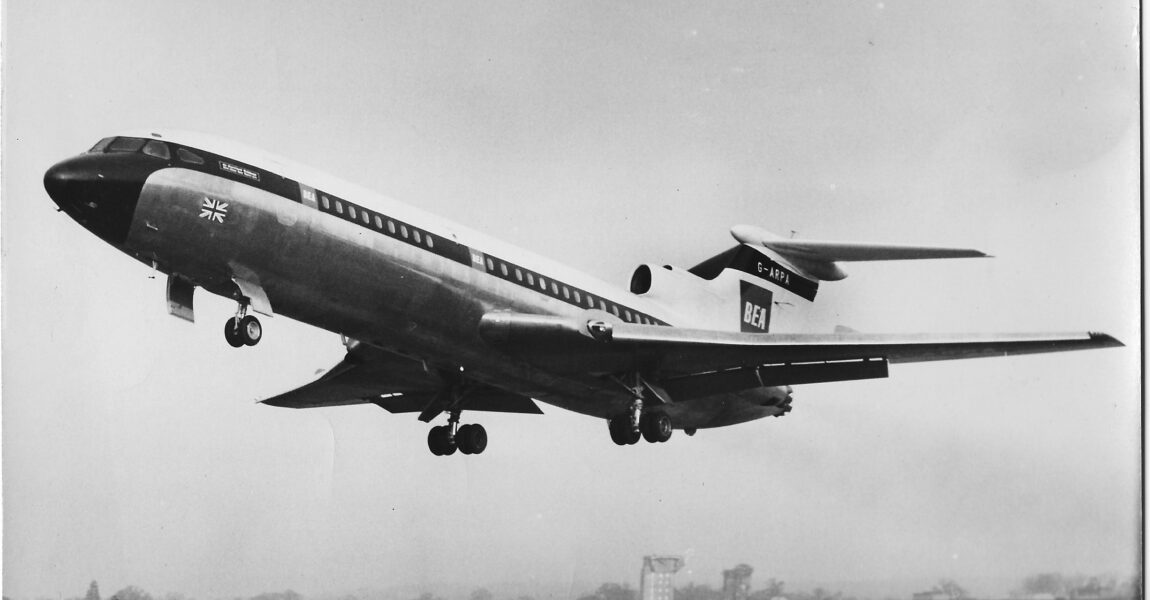 Start einer HS 121 Trident 1C der British European Airways (BEA)