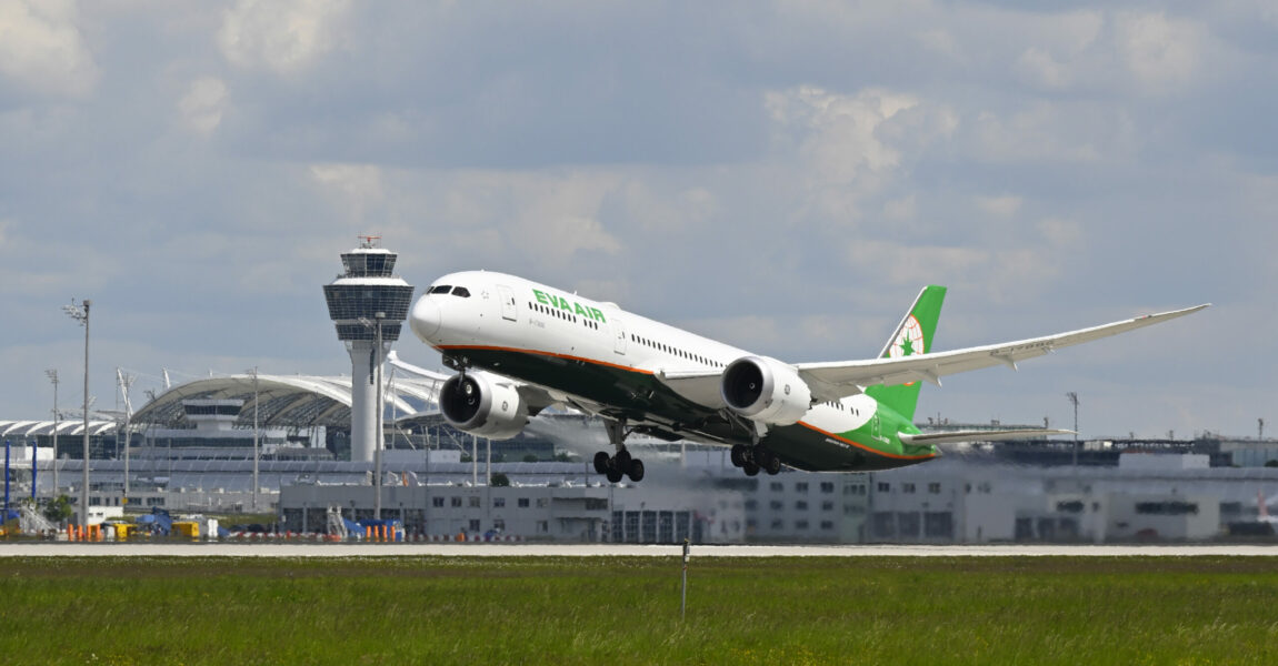 Start des Eva-Air-Erstflugs mit der neuen Premium Economy Class am 17. Mai 2025, von München nach Taipeh.