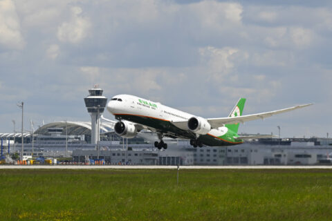 Start des Eva-Air-Erstflugs mit der neuen Premium Economy Class am 17. Mai 2025, von München nach Taipeh.