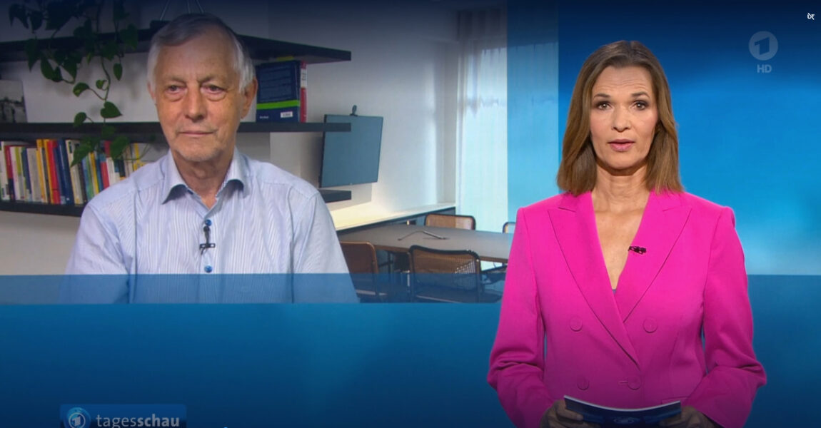 Luftfahrt-Experte und AERO-INTERNATIONAL-Autor Heinrich Großbongardt wird in der Tagesschau von Julia-Niharika Sen interviewt.