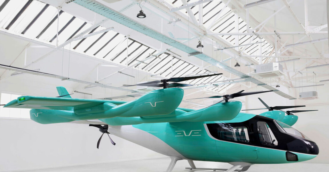 So präsentiert sich der aktuelle Entwurf der von einem Piloten geflogenen Eve-100 für vier Passagiere.