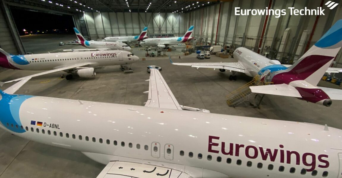 Im kommenden Winter werden 61 Flugzeuge der Eurowings die Base Maintenance durchlaufen.