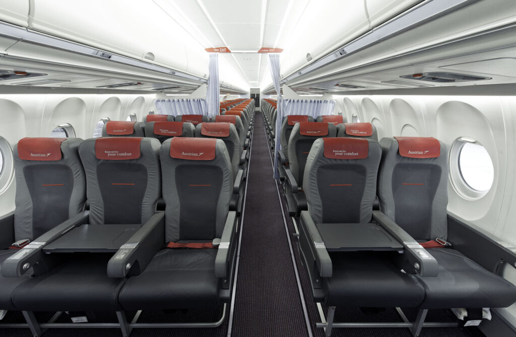 Die Kabine einer Fokker 70 der Austrian.