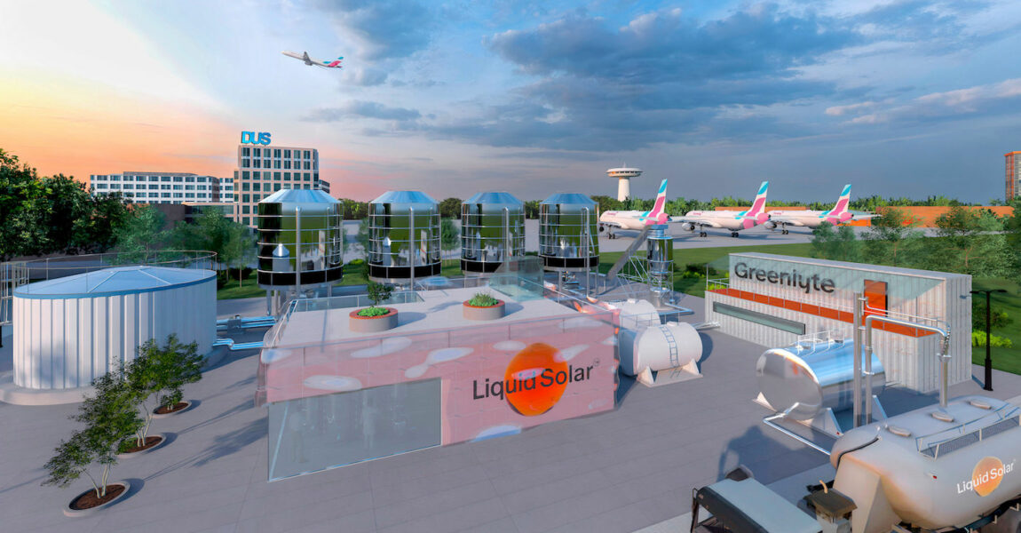 Visualisierung des künftigen Greenlyte- Reallaborbauwerks am DUS.