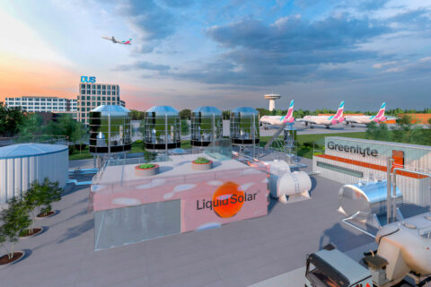 Visualisierung des künftigen Greenlyte- Reallaborbauwerks am DUS.