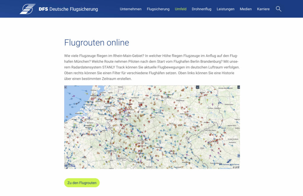 Website Flighttracking mit Stanly Track