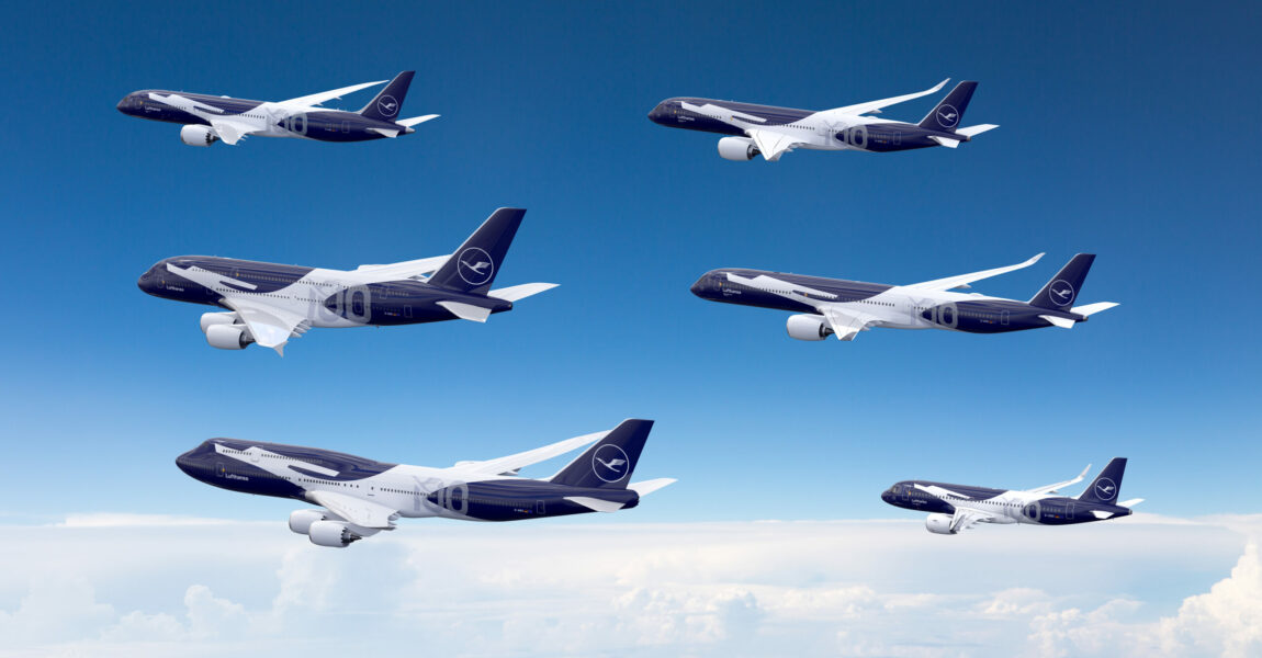 Die Jubiläumsflotte der Lufthansa.