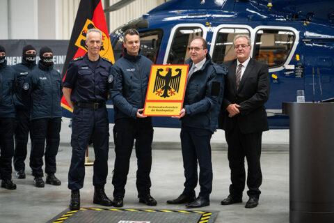 Die feierliche Indienststellung der Drohnenabwehreinheit der Bundespolizei. 
